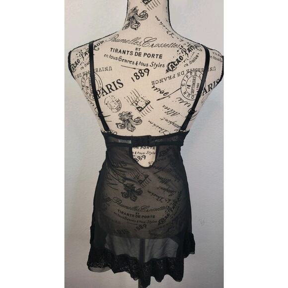 Rampage Chemise Dress 3Sz Small Mesh Lace Overlaid Fairy Black Leopard Blings - Picture 6 of 9